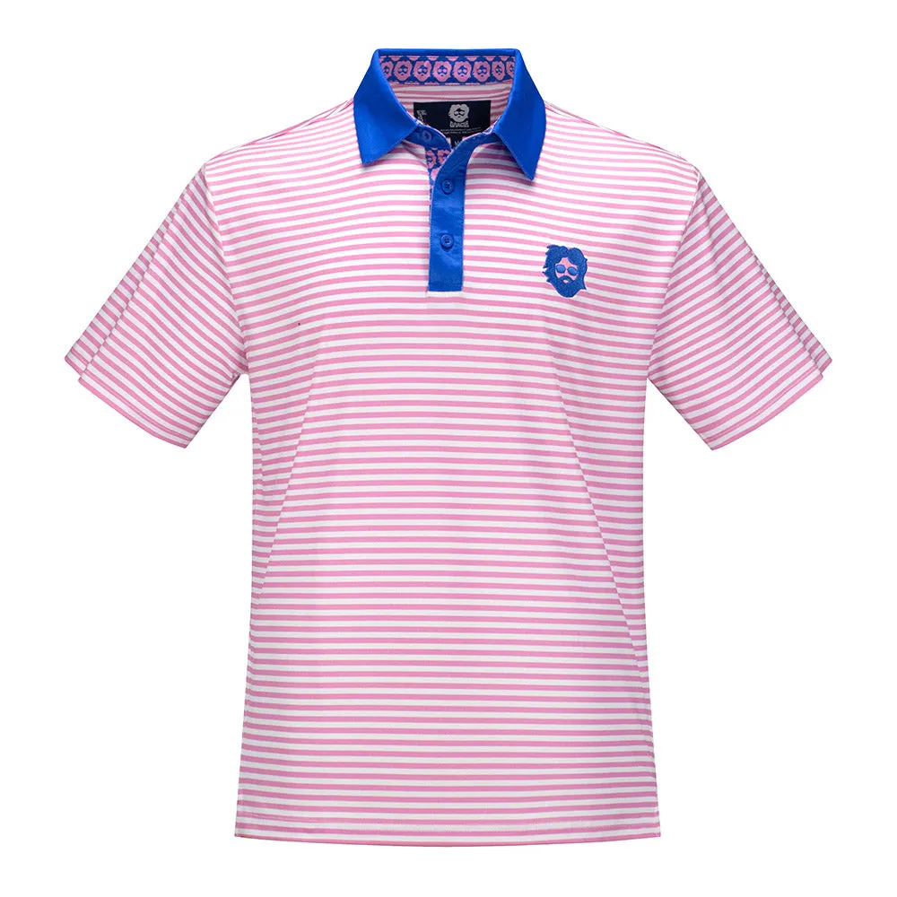 Jerry Garcia | Eco-Friendly Performance Polo | Jerry Pink and White Stripes