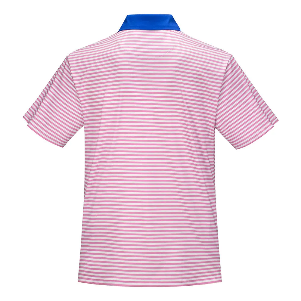 Jerry Garcia | Eco-Friendly Performance Polo | Jerry Pink and White Stripes