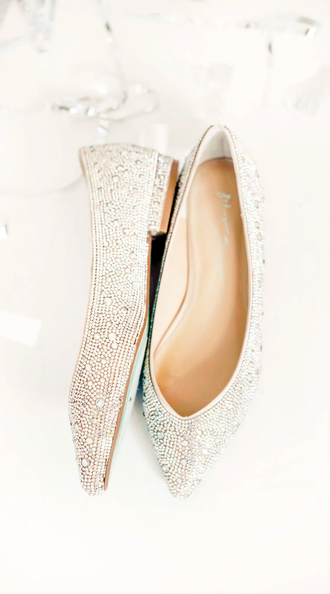 Jude Rhinestone Flats in Nude Satin