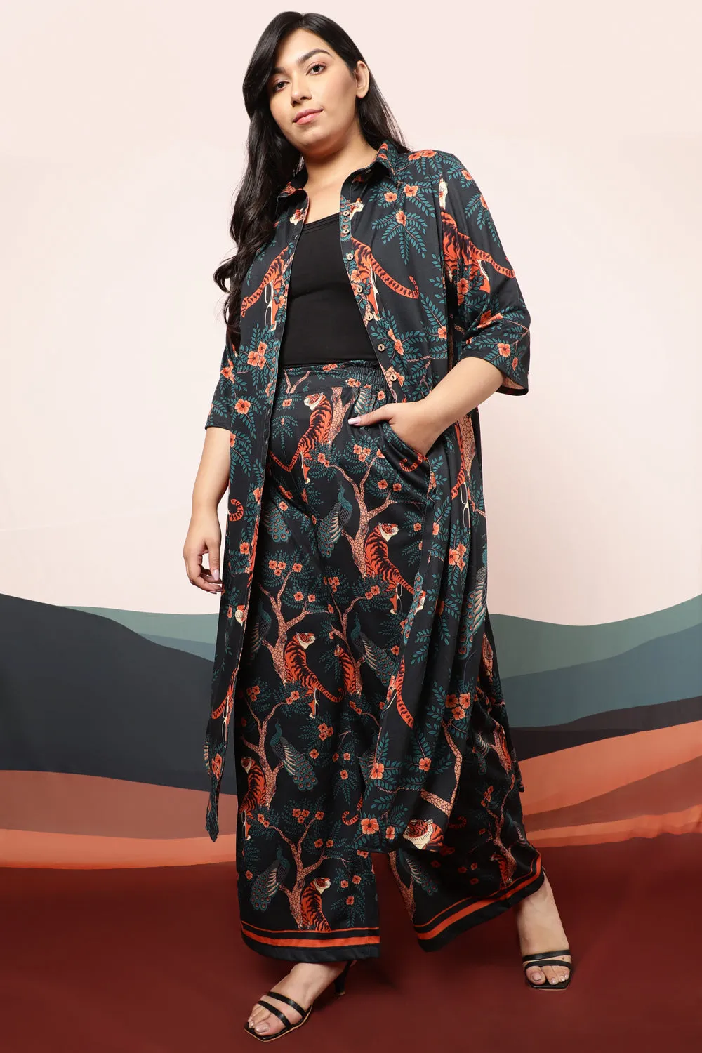 Jungle Print Kurta cum Shrug