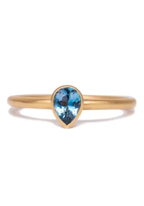 Kimberly Collins Pear Aquamarine Yellow Gold Ring