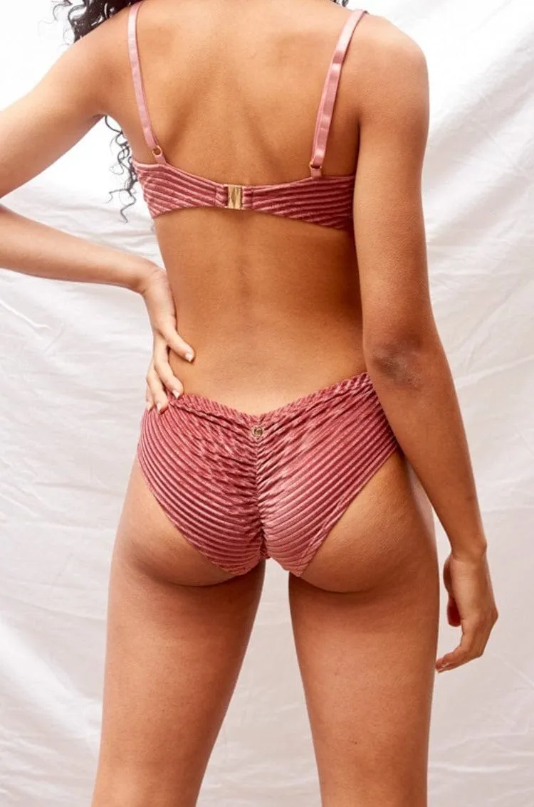 Lana Low Waist - Velvet Low Waist Bottoms Dusty Rose