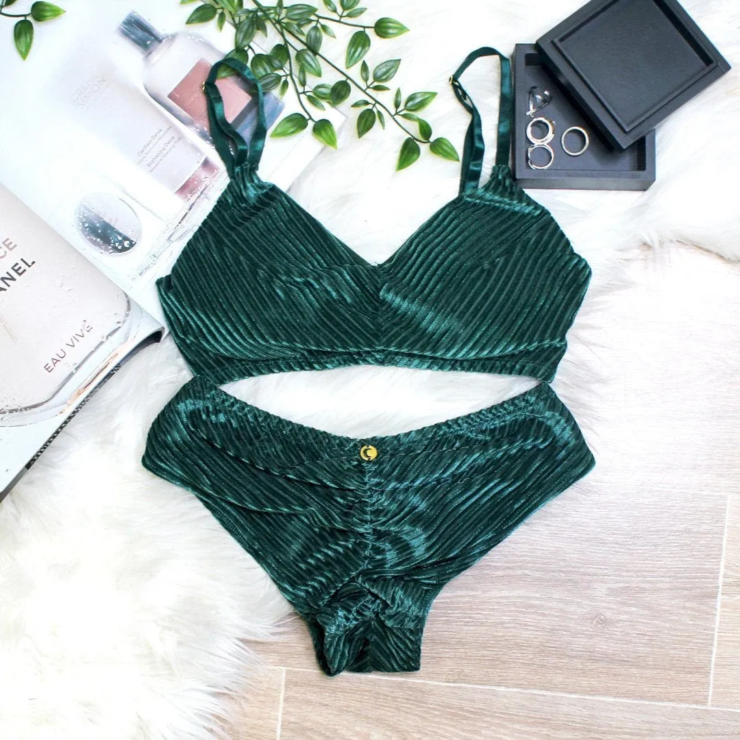 Lana Low Waist - Velvet Low Waist Bottoms Emerald