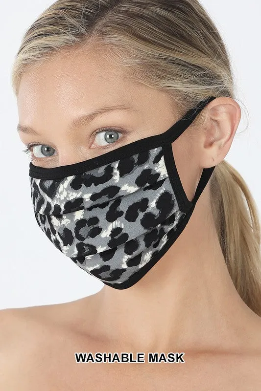 LEOPARD PRINT MASK GREY