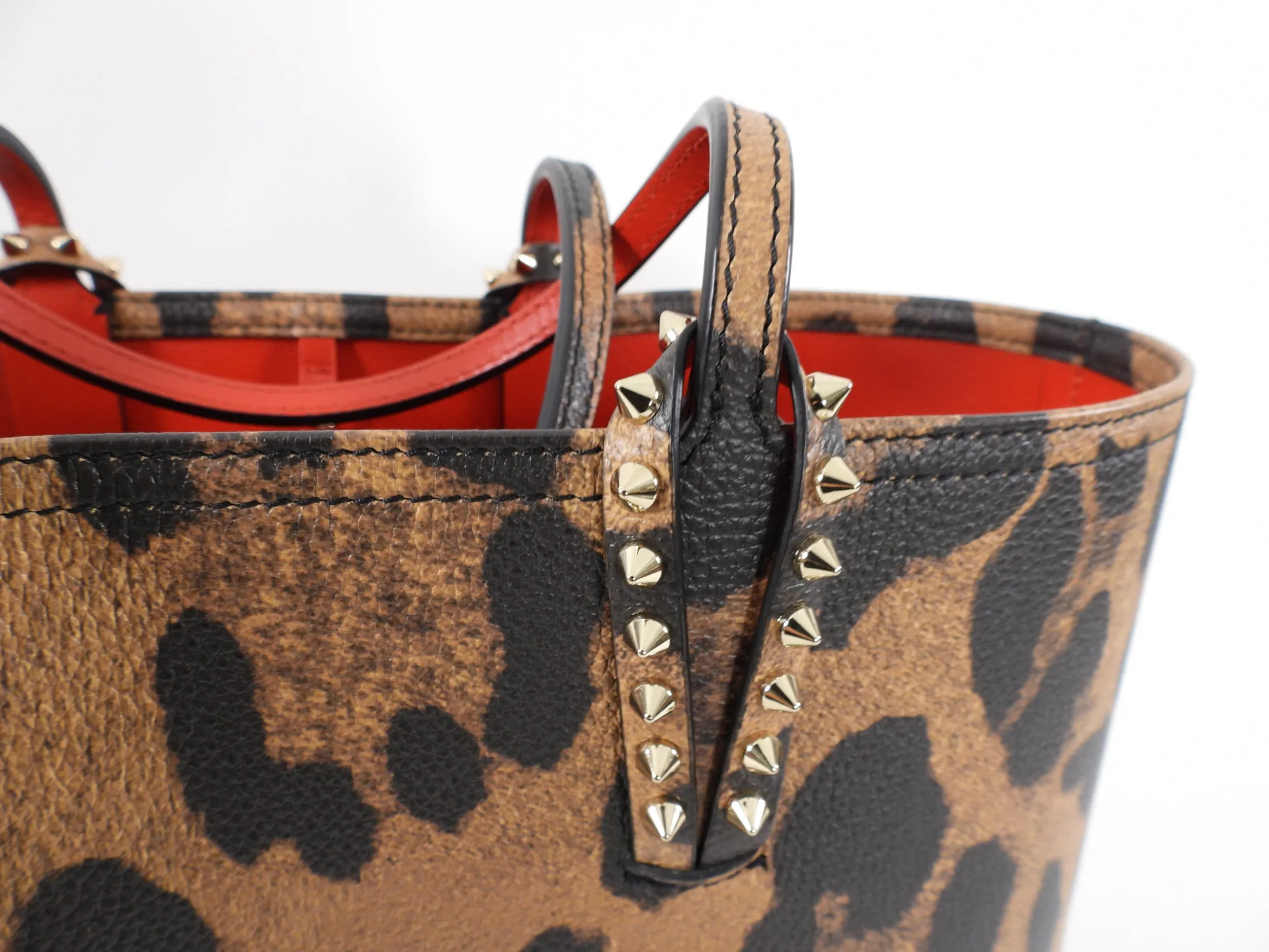 Louboutin Small Cabata Leopard and Red Lined Tote Bag