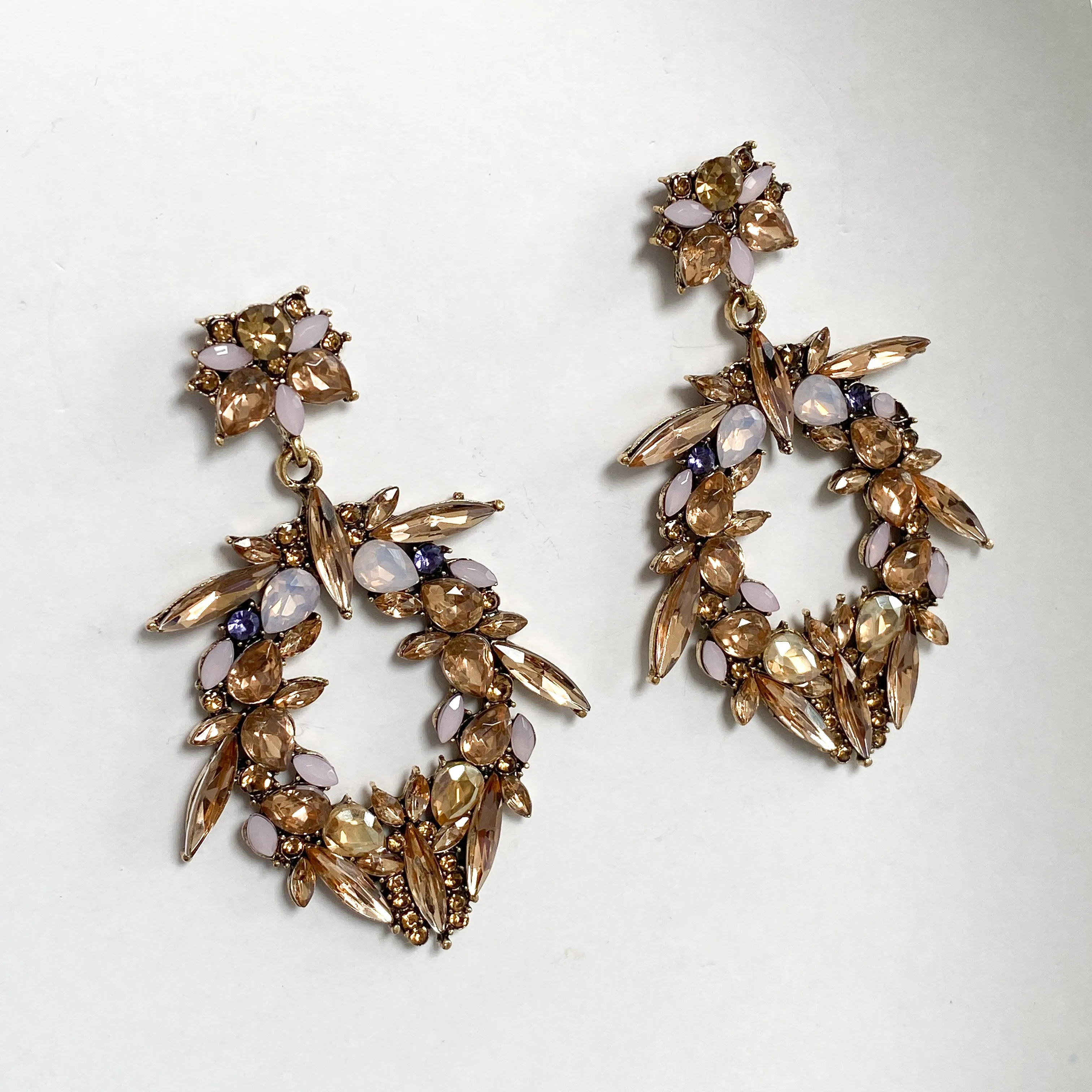 LUNA Large Pink Rhinestone Statement Earrings