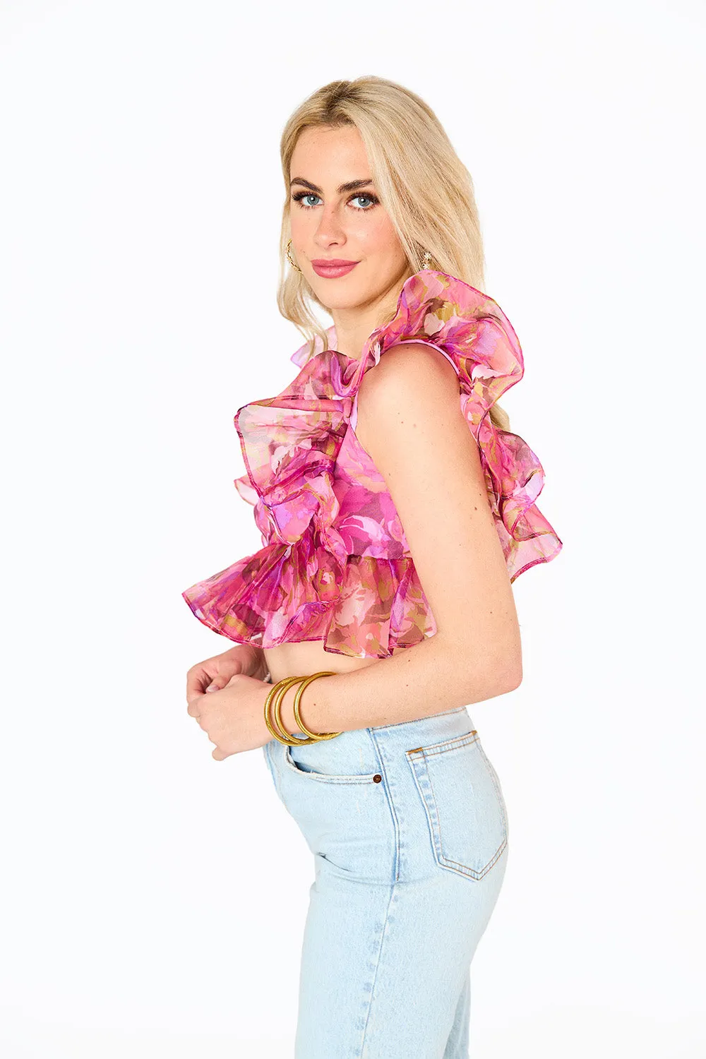 Madeline Ruffle Sleeve Bustier Top - Off To Paradise