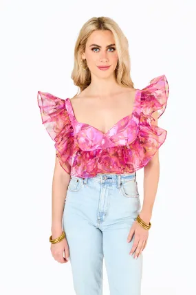 Madeline Ruffle Sleeve Bustier Top - Off To Paradise