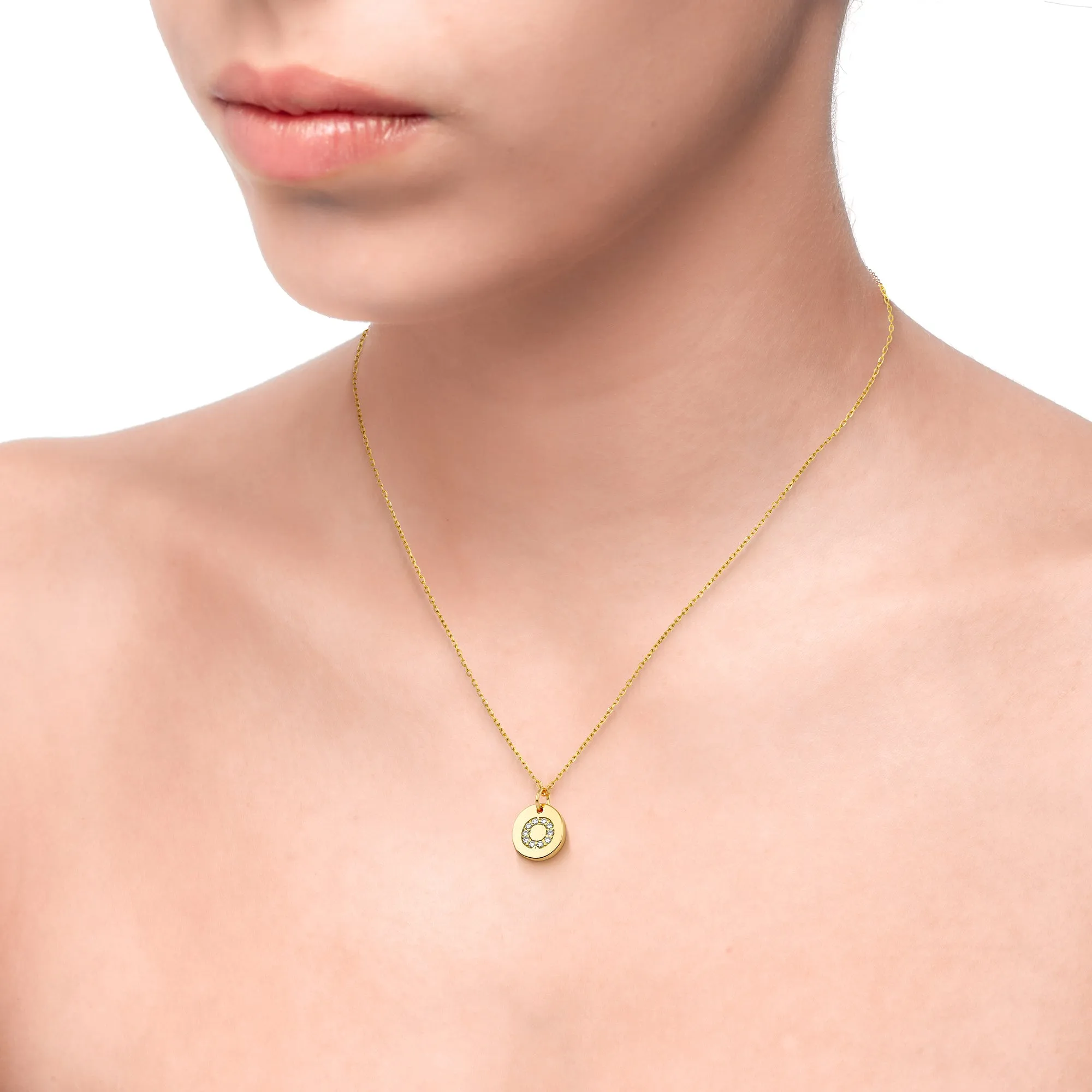 Magna | O Letter Necklace | White CZ | 18K Gold Plated 925 Silver