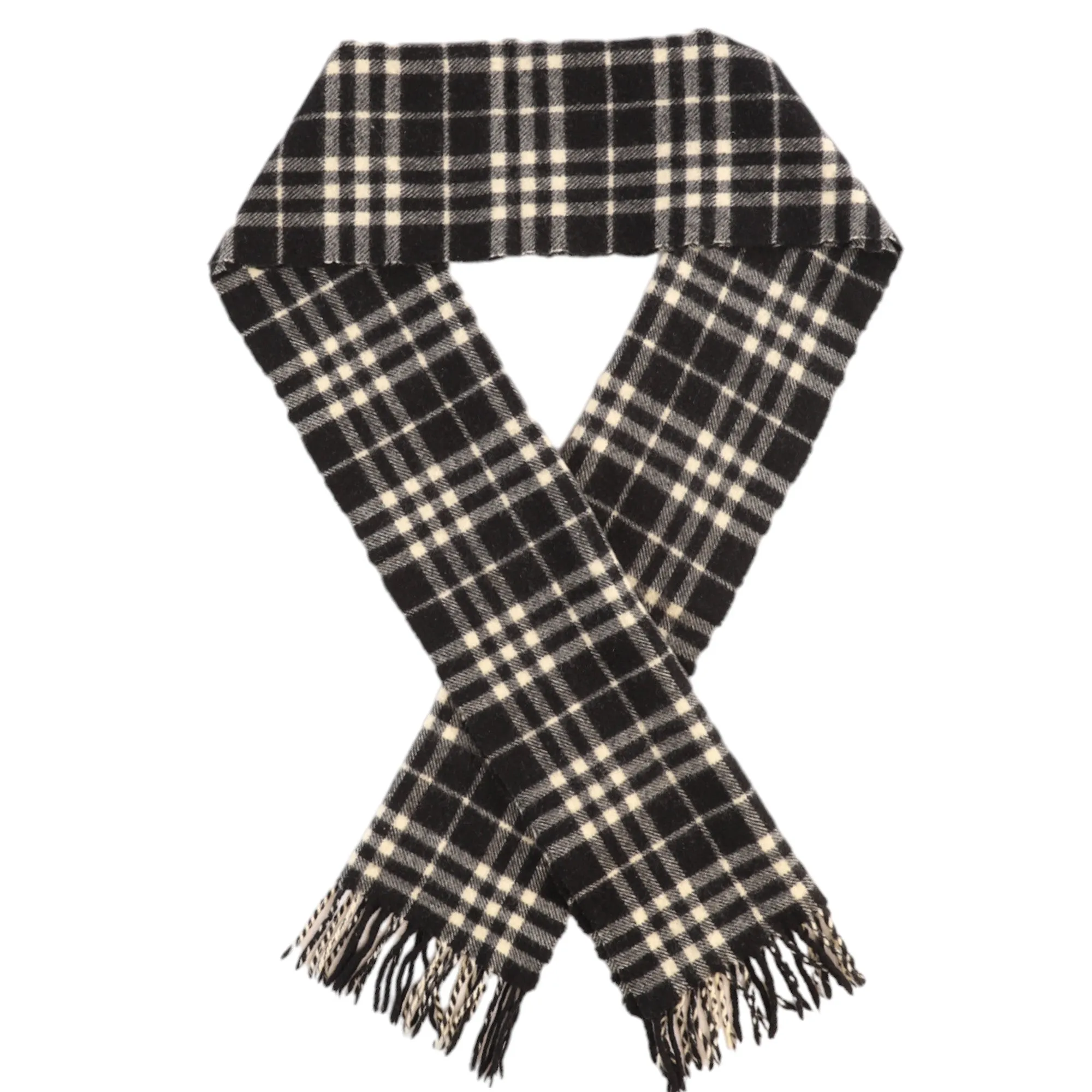 Men's Checkered Lambswool Scarf Black