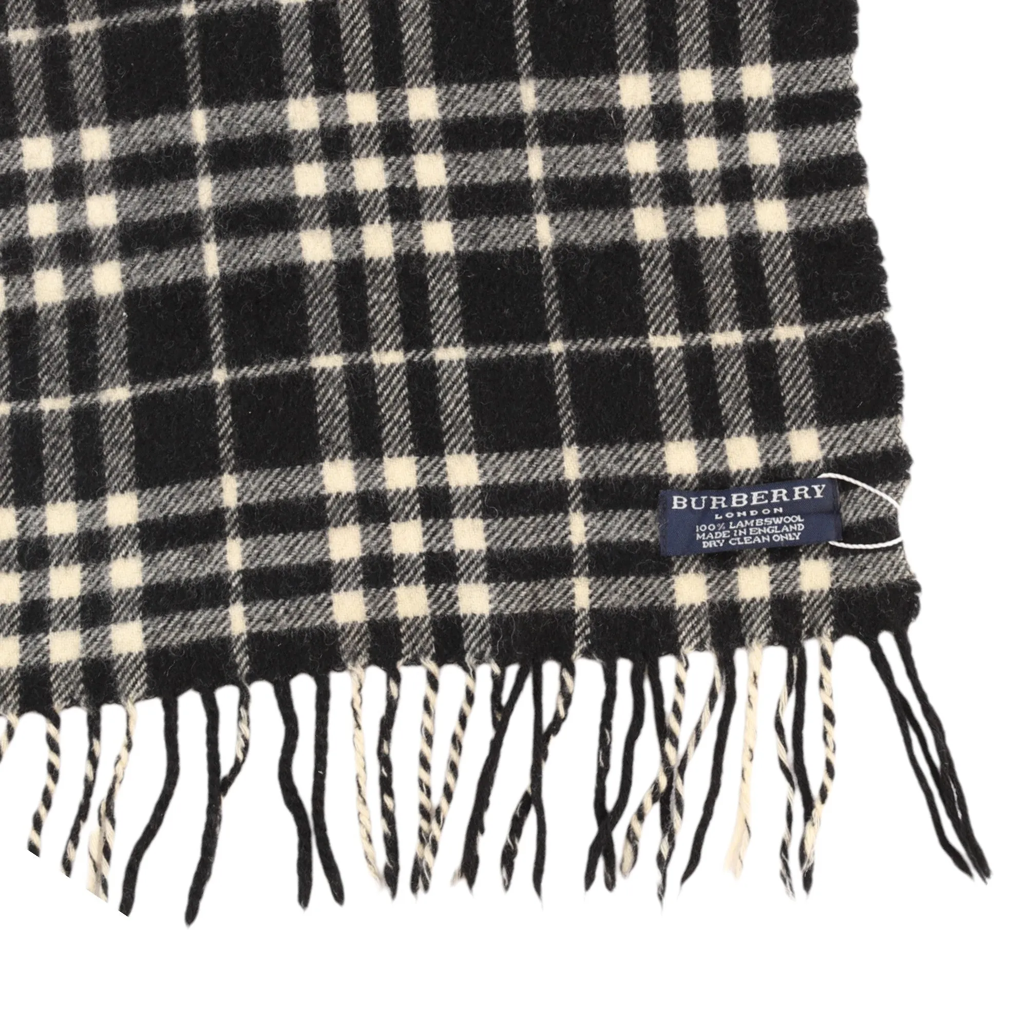 Men's Checkered Lambswool Scarf Black