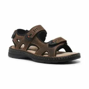 Mens Hush Puppies Simmer Brown Leather Sandals Shoes