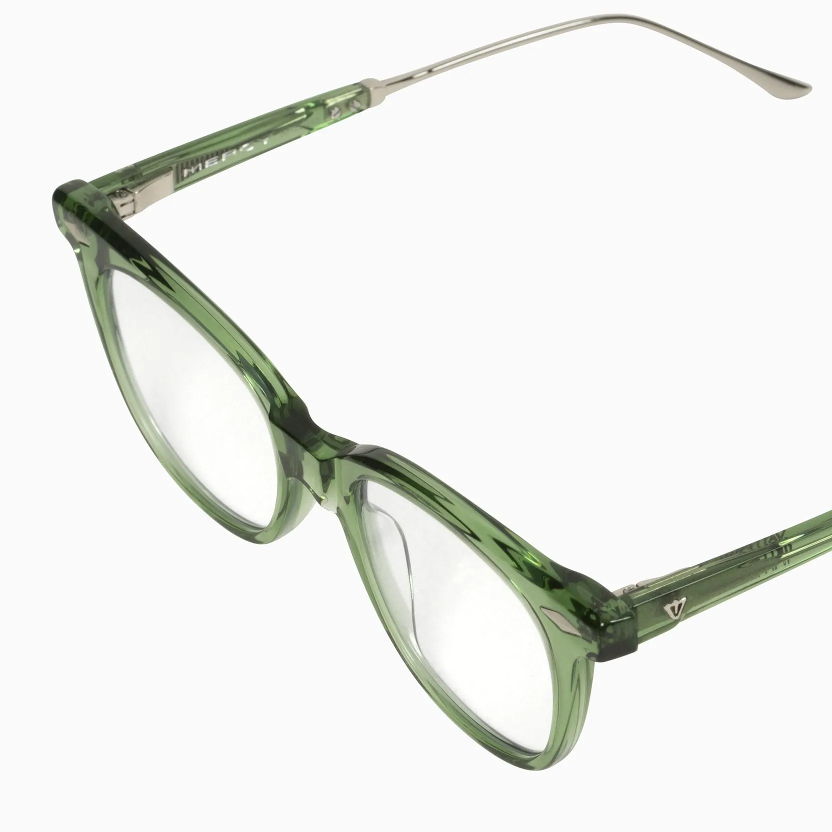 Mercy | Optics - Bottle Green w. Silver Metal Trim / Clear Lens