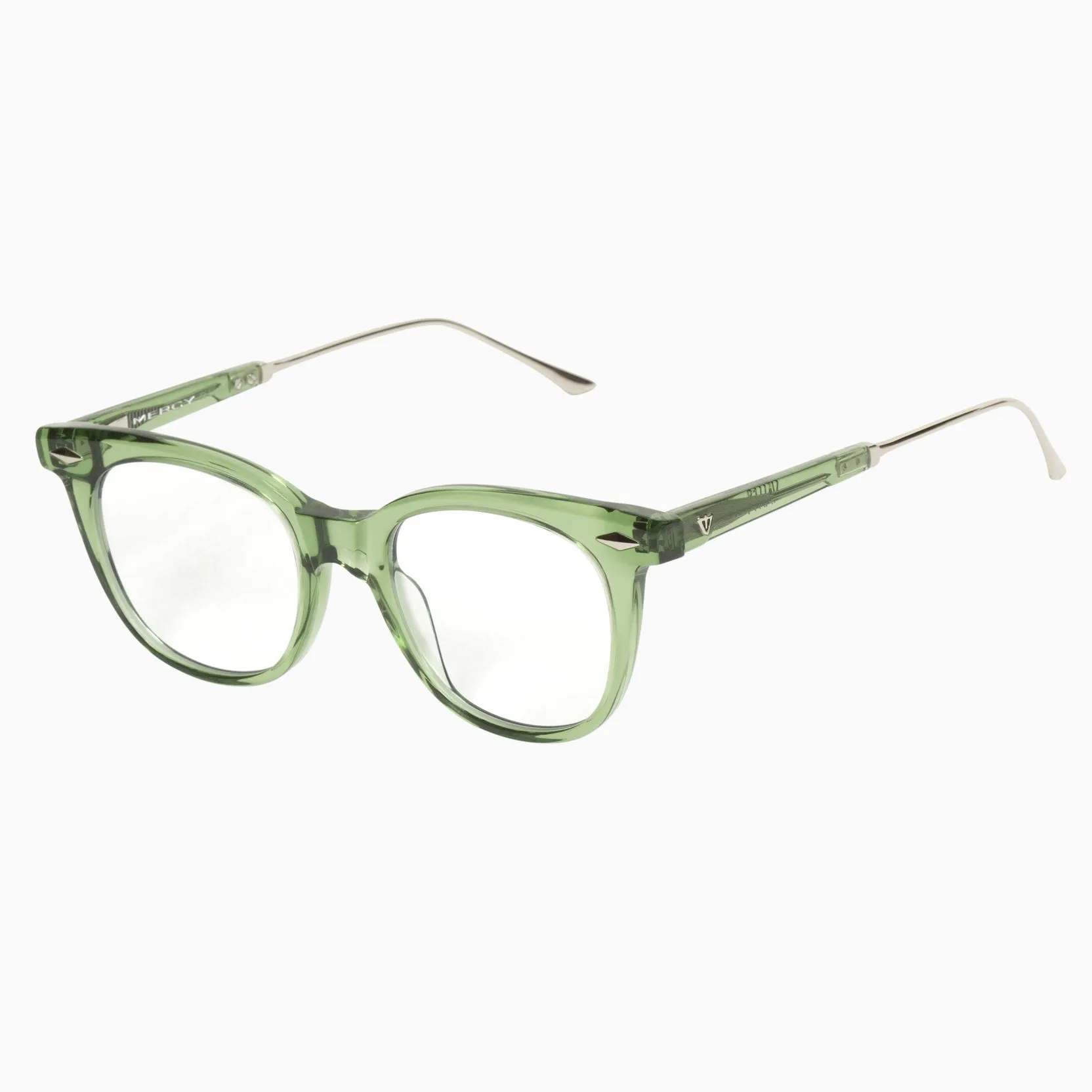 Mercy | Optics - Bottle Green w. Silver Metal Trim / Clear Lens