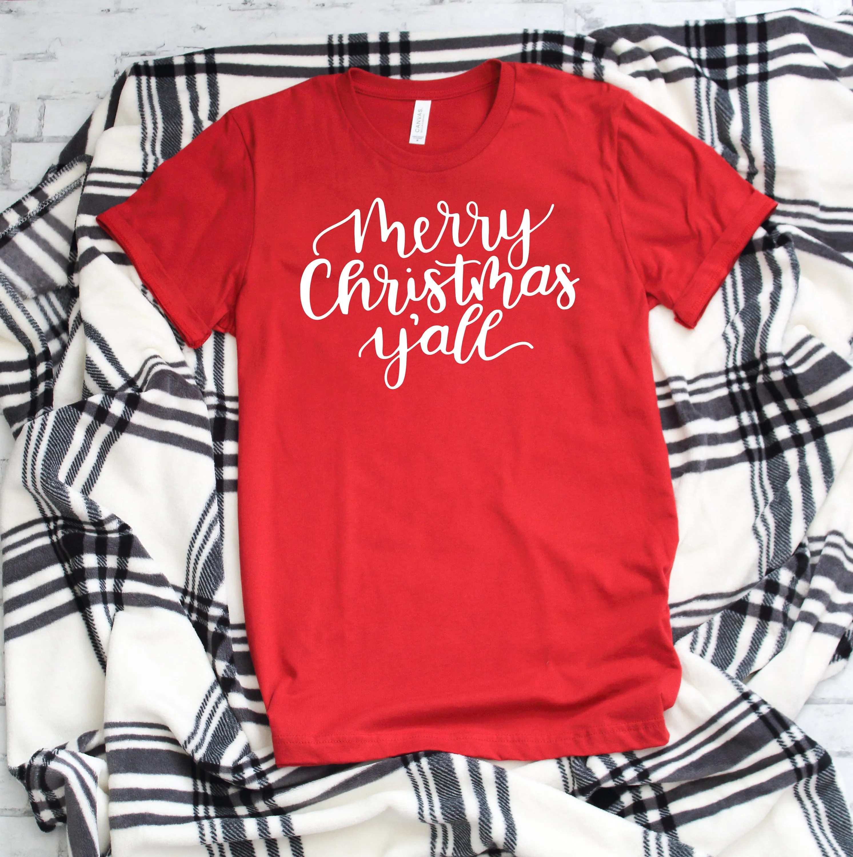 Merry Christmas Y'all Red Christmas Holiday t shirt for women /721done