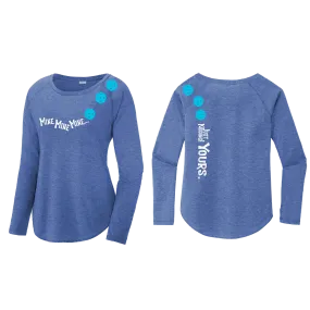 Mine JK Yours (Pickleball colors Green Rainbow Cyan or Pink)| Women's Long Sleeve Scoop Neck Pickleball Shirts | 75/13/12 poly/cotton/rayon