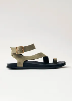 Myles Suede Khaki Leather Sandals