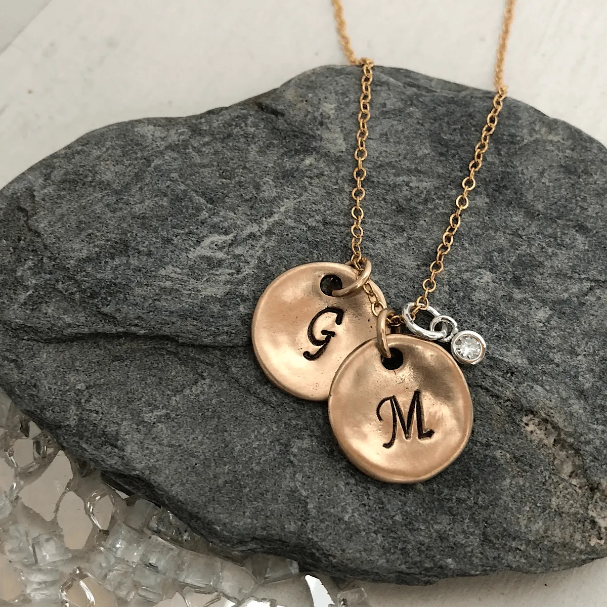 Organic Coin Initial Necklace