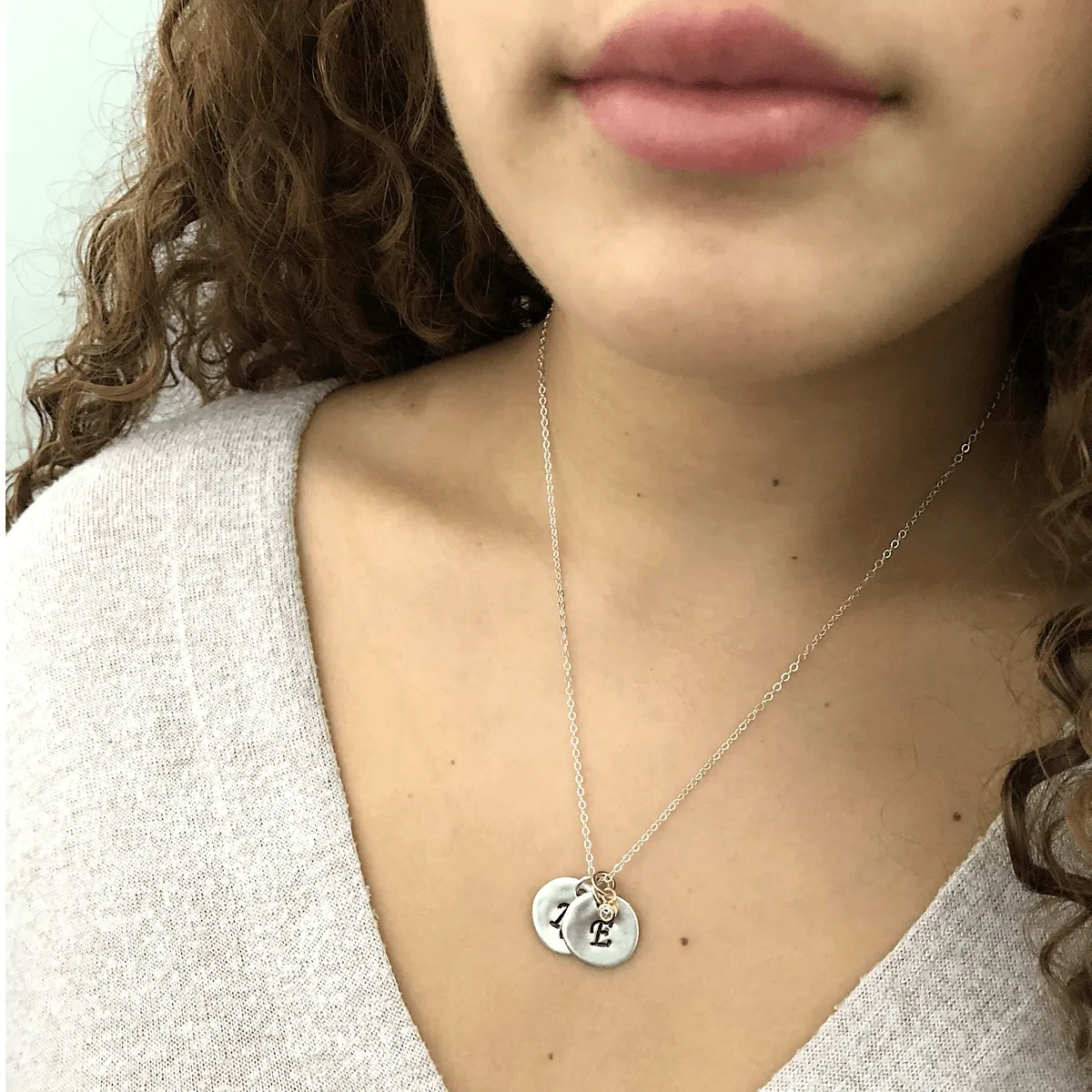 Organic Coin Initial Necklace