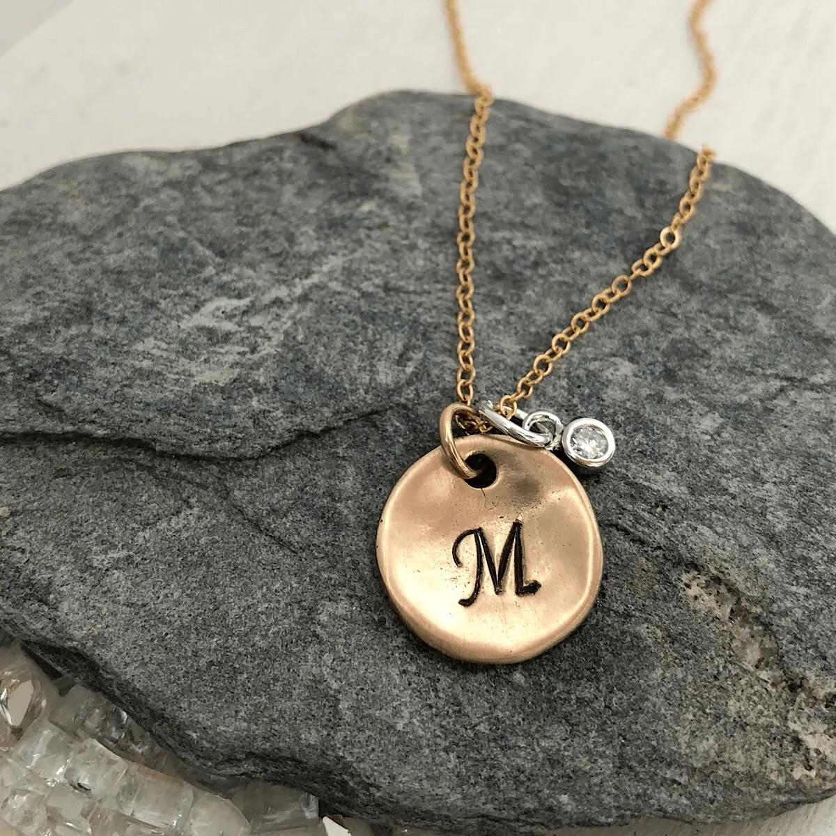 Organic Coin Initial Necklace