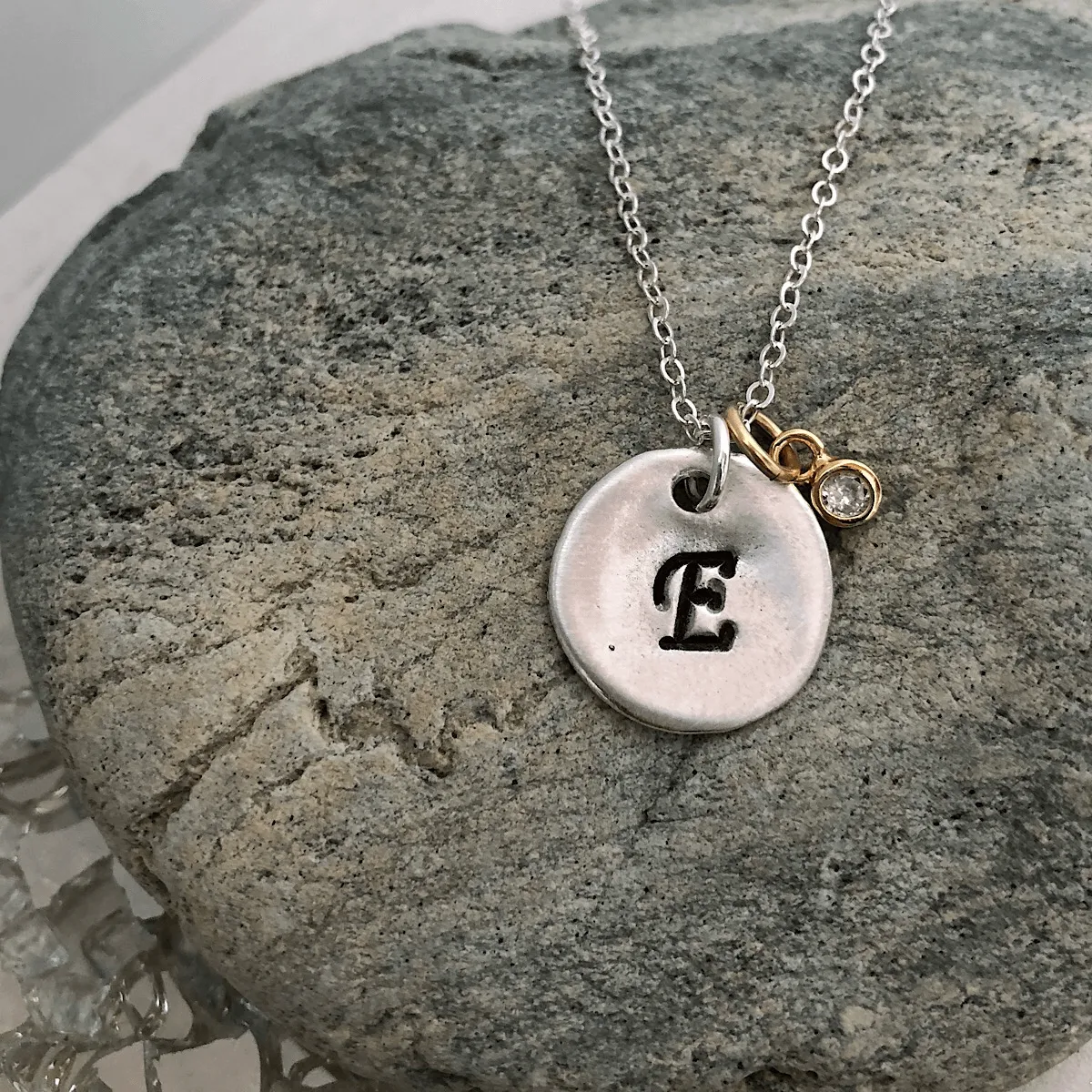 Organic Coin Initial Necklace