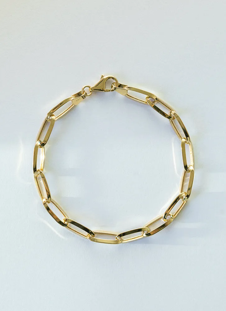 Paperclip 6mm bracelet 14k gold