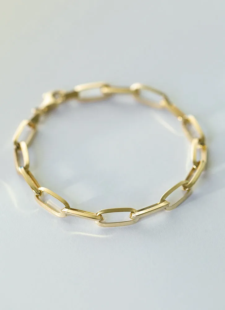 Paperclip 6mm bracelet 14k gold