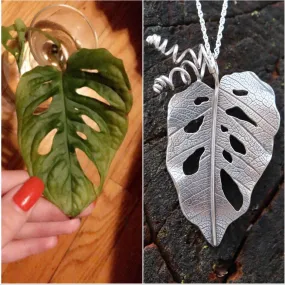 Personalized Monstera Adansonii Leaf Necklace