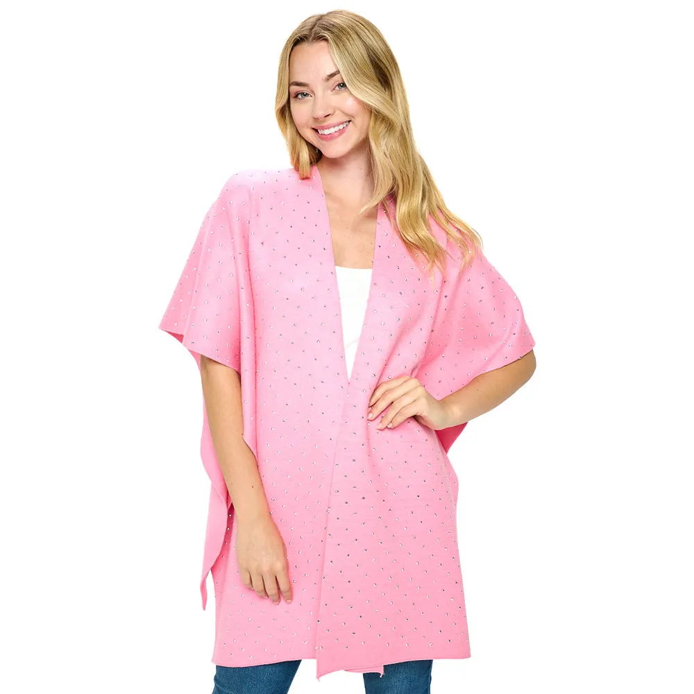 Pink Bling Solid Ruana Poncho