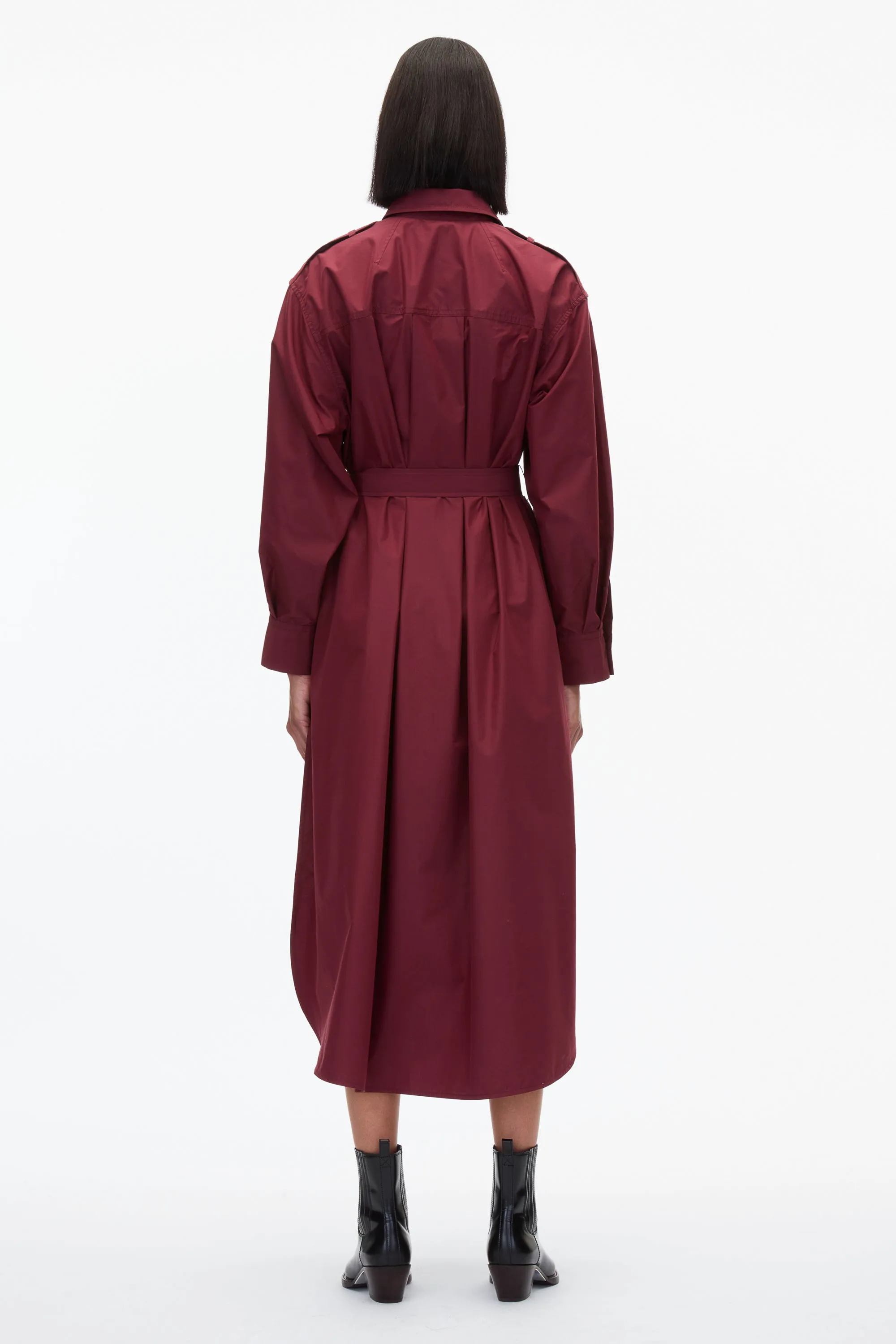 Poplin Utility Midi Shirt Dress