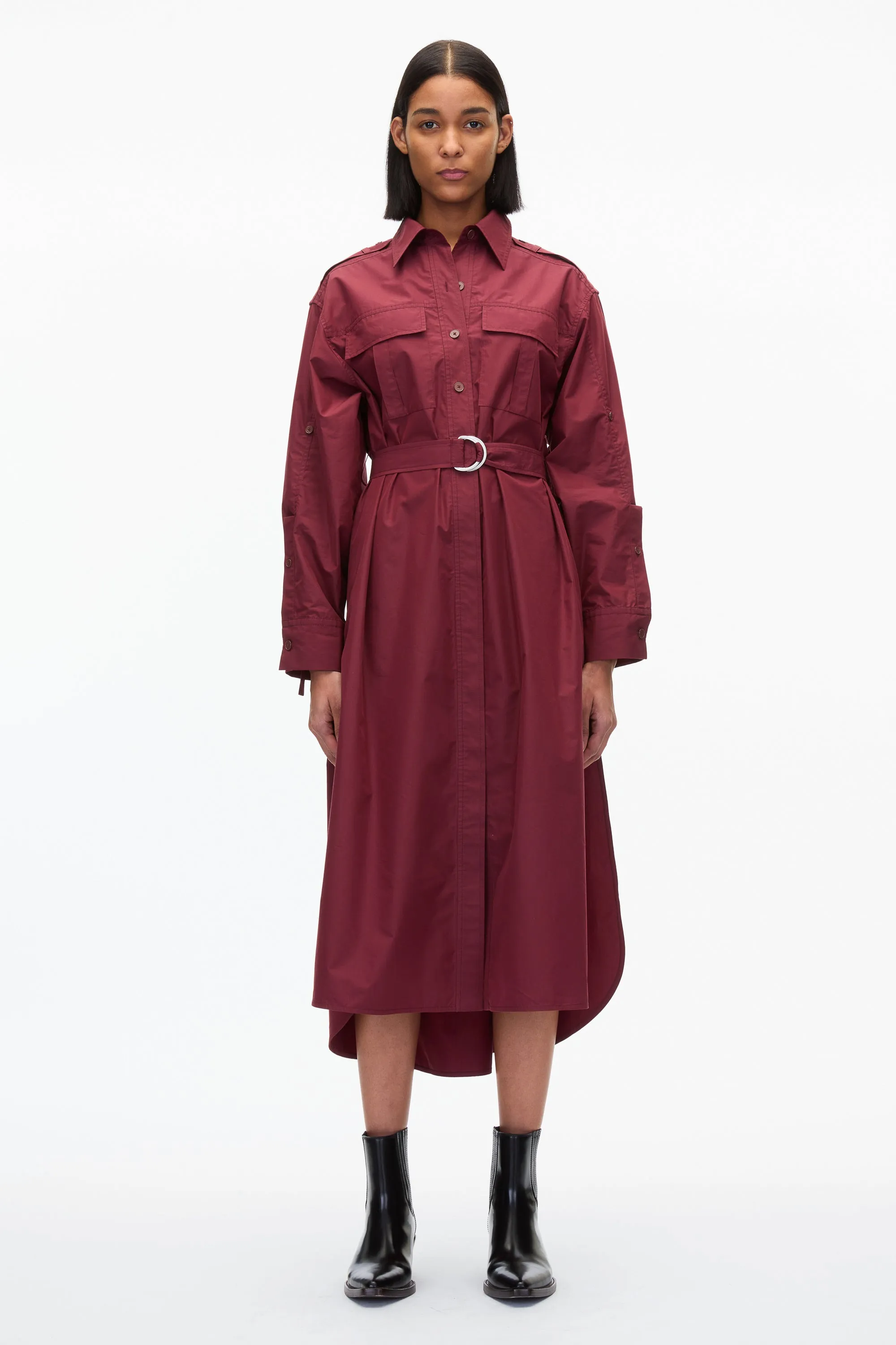 Poplin Utility Midi Shirt Dress