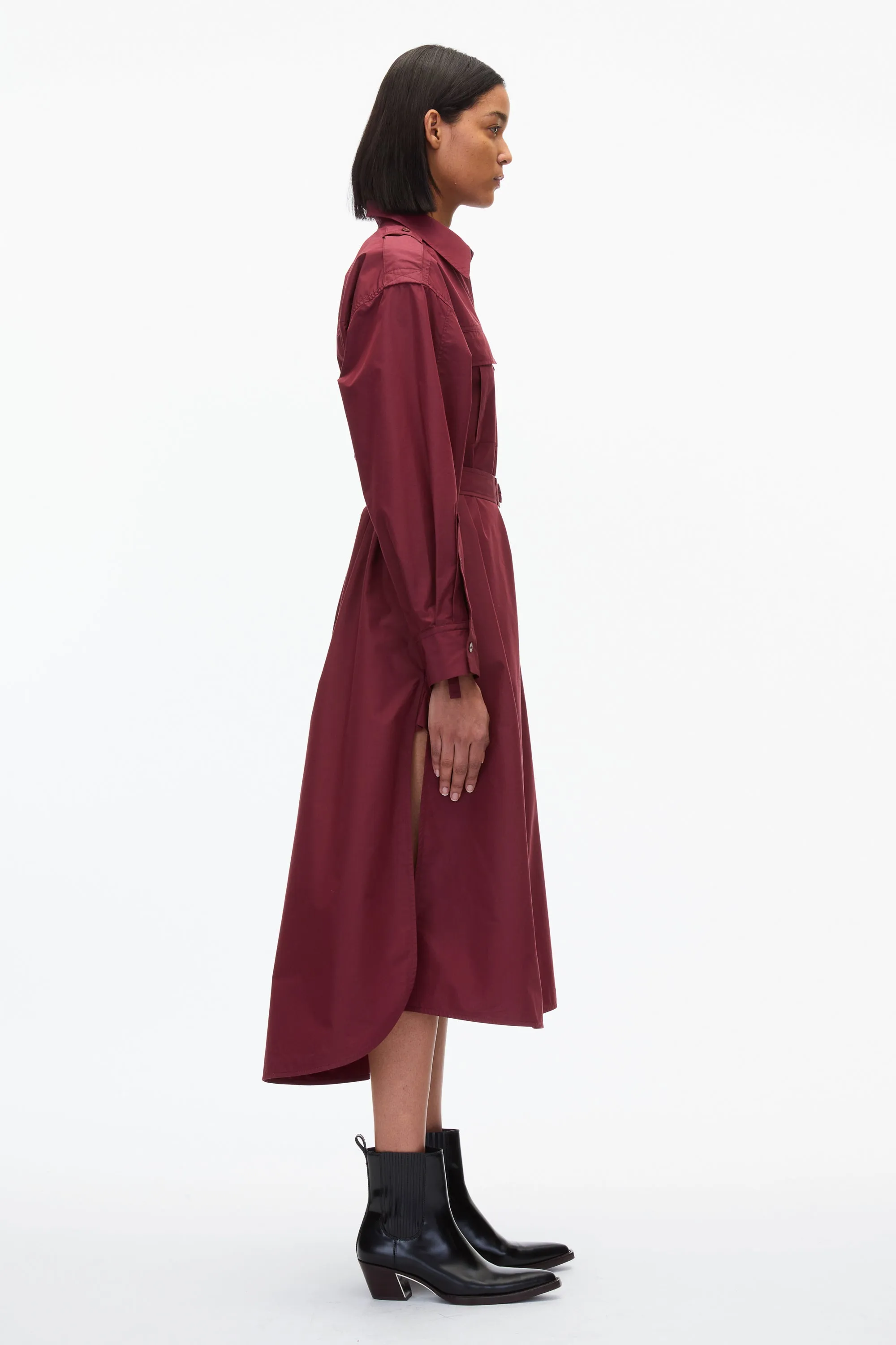 Poplin Utility Midi Shirt Dress