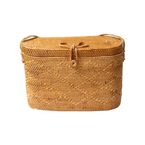 Rattan Shoulder Bag with Lid