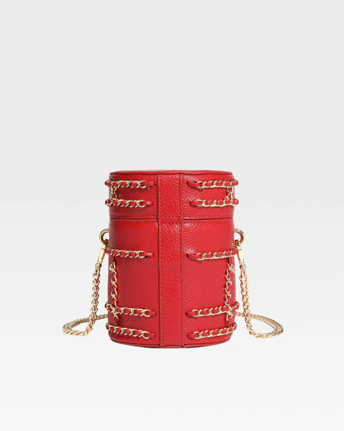 Red Evening Mini Barrel Bag