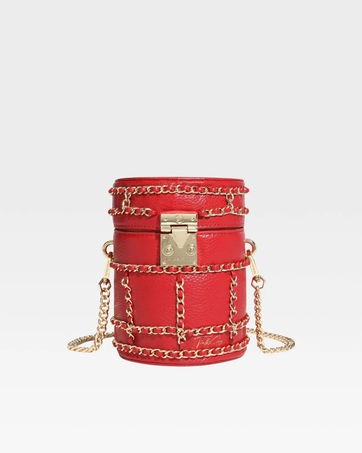 Red Evening Mini Barrel Bag