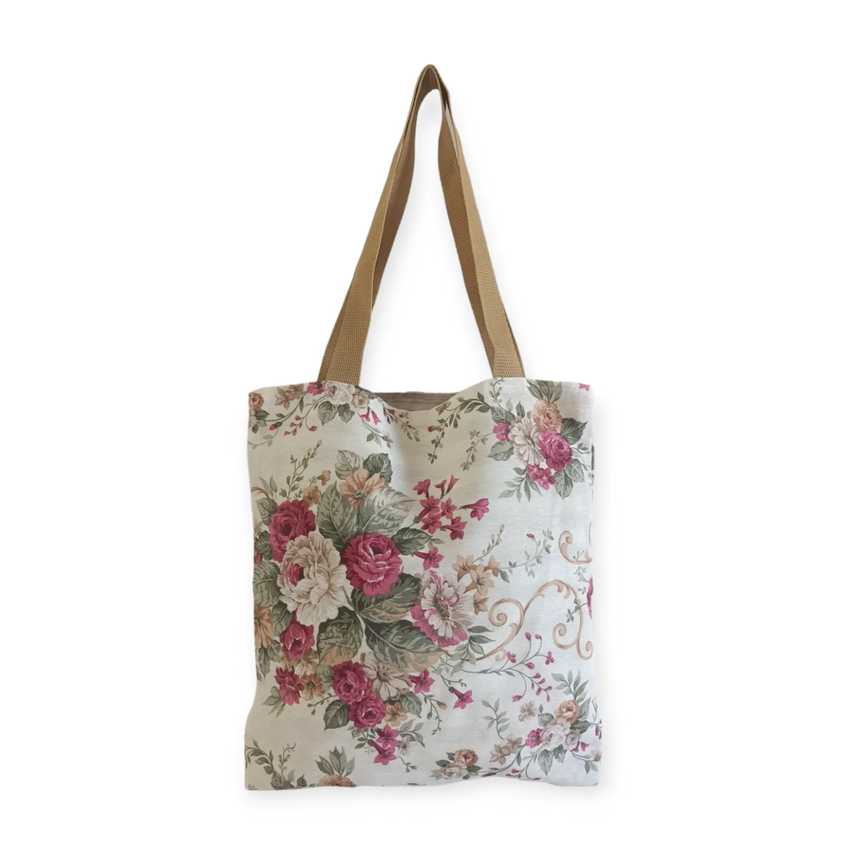 Red Floral Print Tote Bag