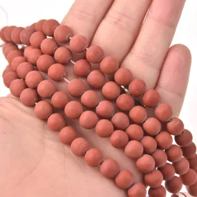 Red Jasper Half Strand, 8mm Matte Orange Round Gemstone Beads, 8 long gem0822