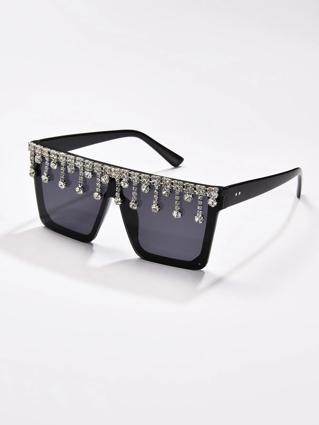 Rhinestone Decor Flat Top Fashion Glasses