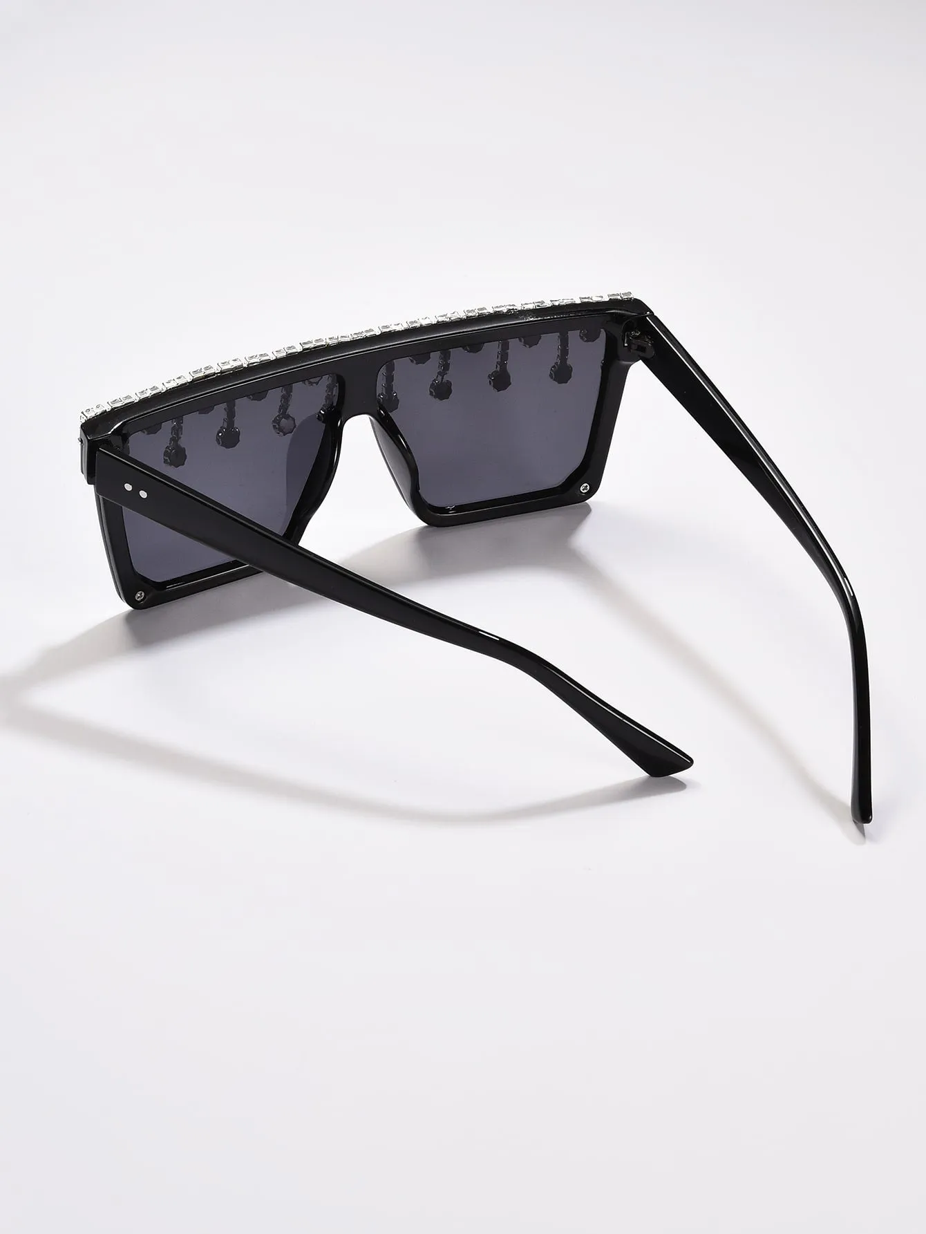 Rhinestone Decor Flat Top Fashion Glasses