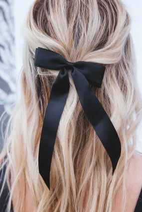 Ribbon Bow Hair Clip, Black