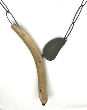 Rock and driftwood V necklace