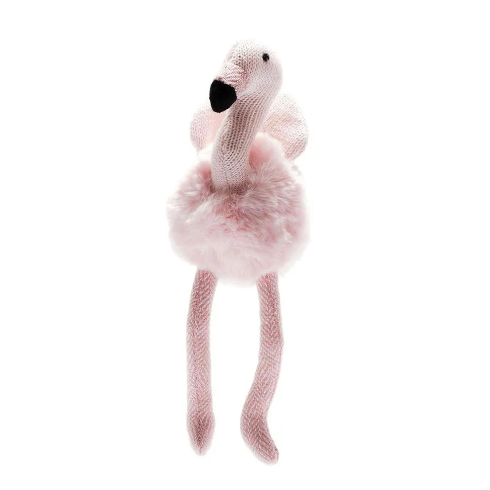 Small Flamingo rattle with tweed legs