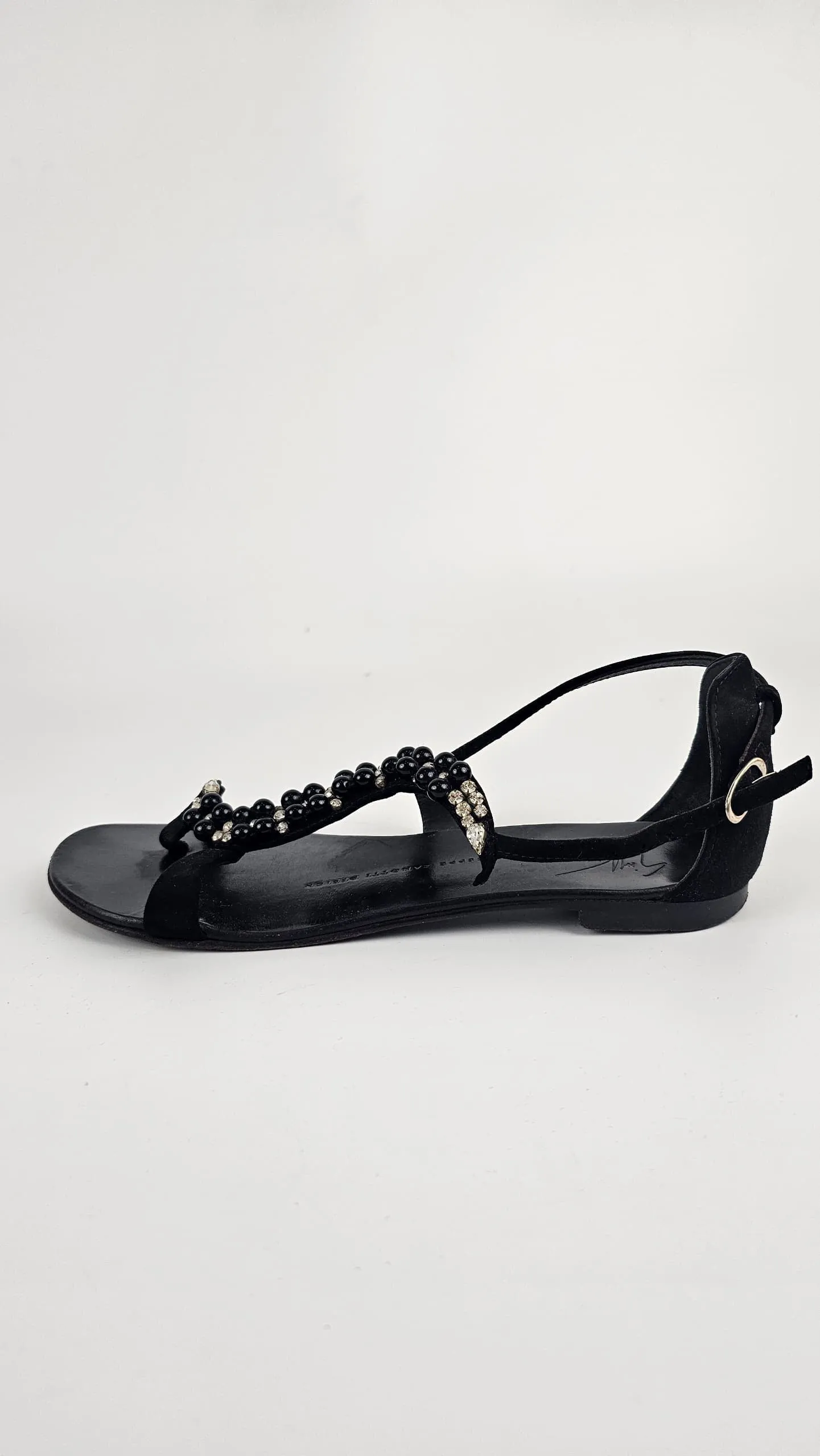 Snake Shape Beaded Sandals Black