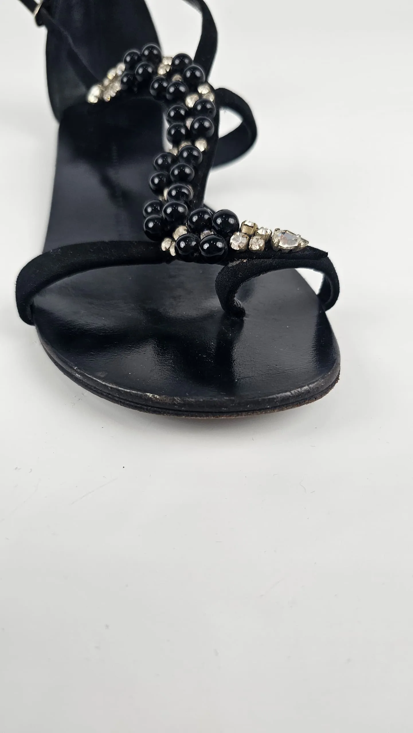 Snake Shape Beaded Sandals Black