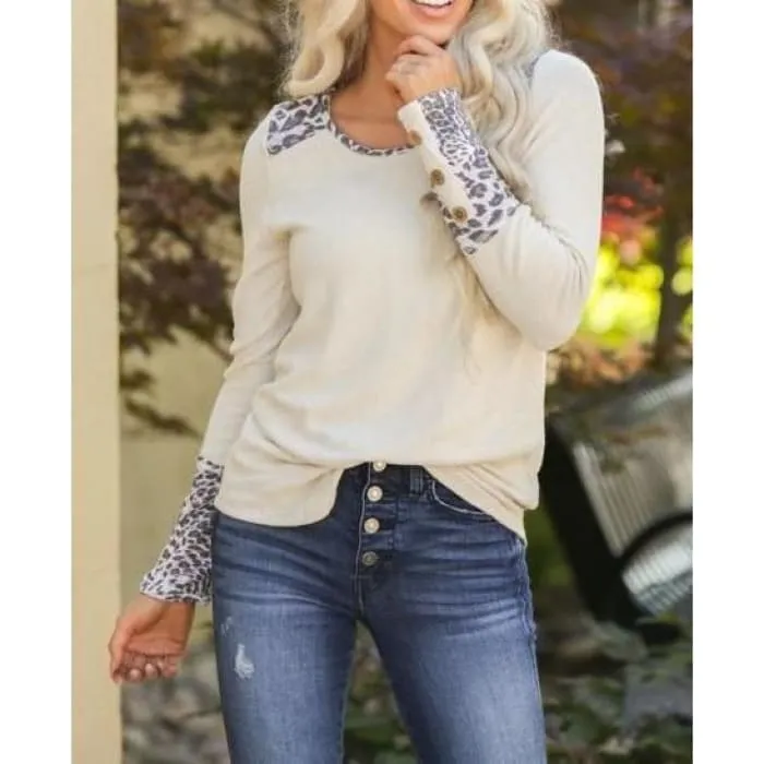 Soft Taupe Leopard Back Top