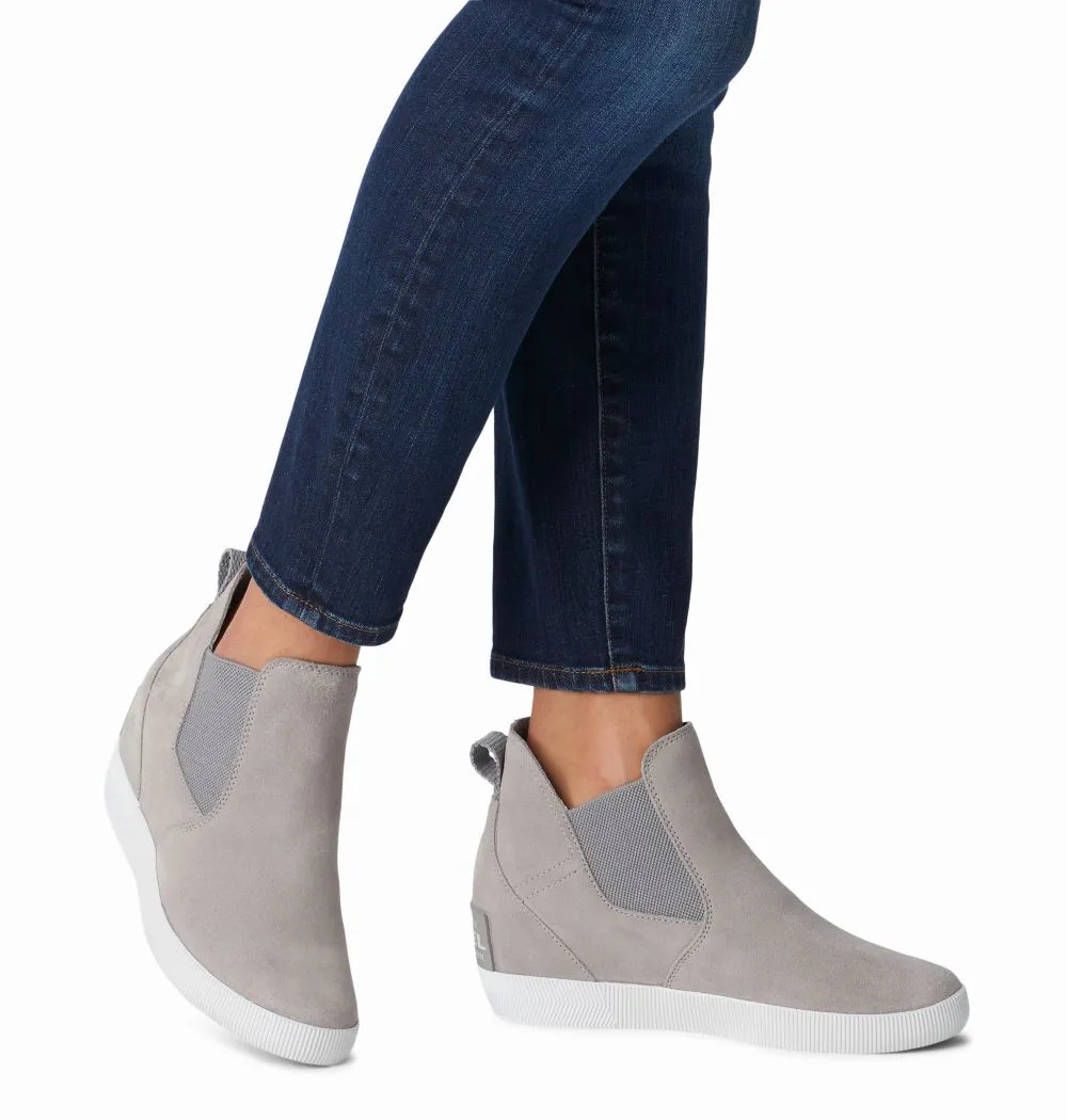 'Sorel' Women's Out 'N About Slip On WP Wedge Bootie - Chrome Grey / White