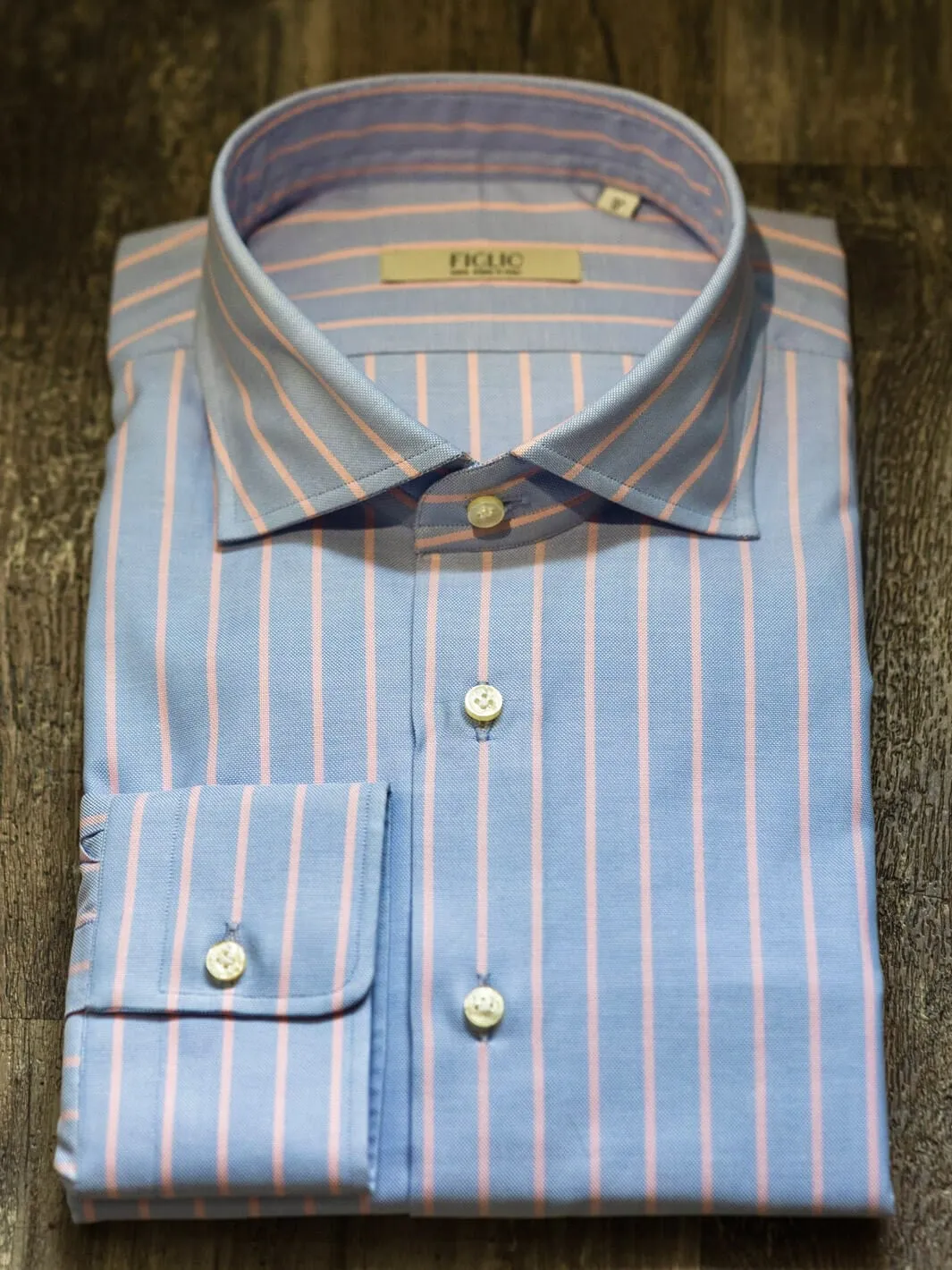 Striped Cotton Dress Shirt - Pastel Blue & Pink