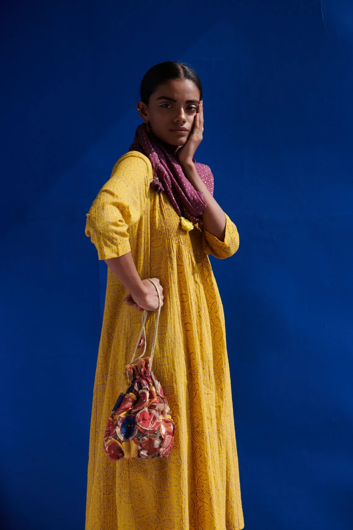 Tehuana Printed Pin-Tuck Yoke Kurta