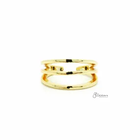 Three Lines Plain Band Toe Ring - Gold