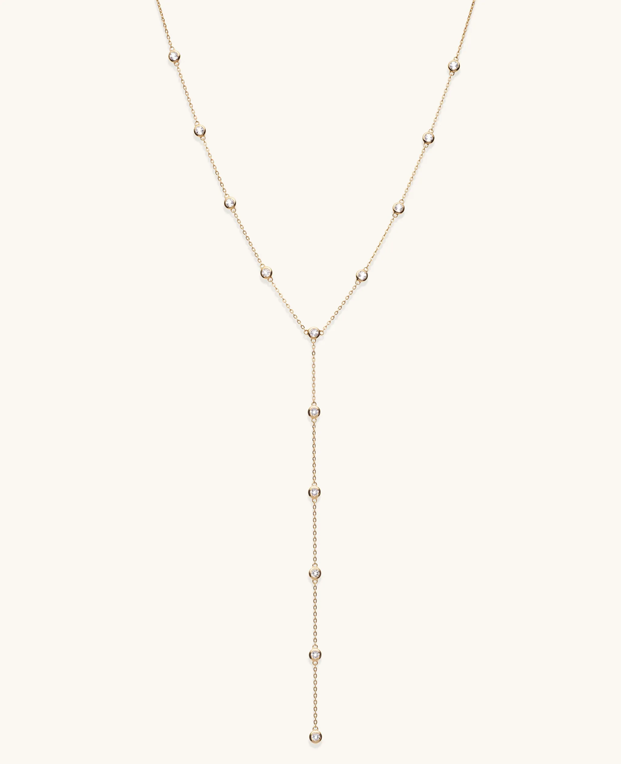 Topaz Lariat Necklace Gold